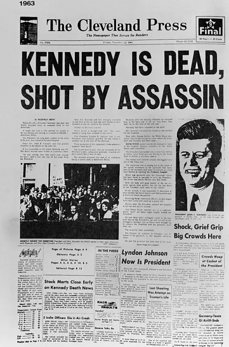 Framed Print : Kennedy assassination headline. Cleveland Press front page reporting President John Kennedy's Assassination. (CSU_ALPHA_991) CSU Archives / Everett Collection Framed Print : Kennedy assassination headline. Cleveland Press front page reporting President John Kennedy's Assassination. (CSU_ALPHA_991) CSU Archives / Everett Collection