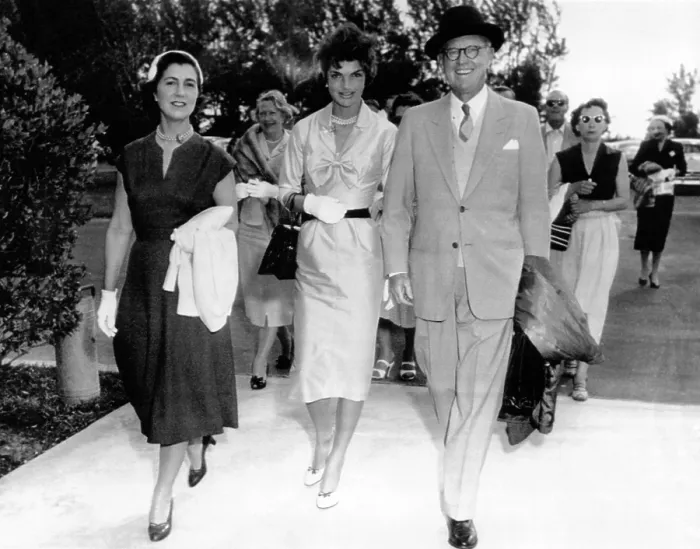 Framed Print : Kennedy outing to Hialeah Race Track. L-R: Janet Auchincloss; Jacqueline Kennedy; and Joseph Kennedy. Auchincloss is Jacqueline's mother, and Kennedy is her father-in-law