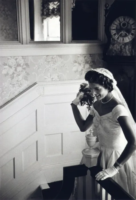 Framed Print : Kennedy wedding - Jackie throwing the bouquet, September, 1953. Toni Frissell, photographer
