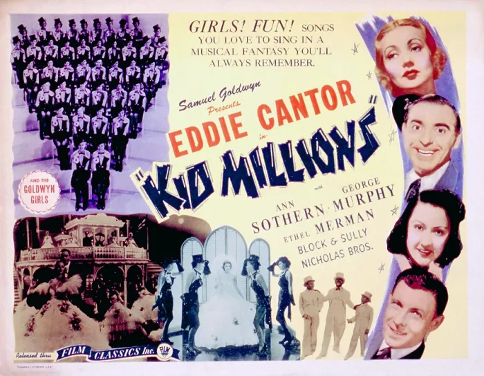 Framed Print : KID MILLIONS, (Top-Bottom), Ann Sothern, Eddie Cantor, Ethel Merman, George Murphy, The Nicholas Brothers, & the Goldwyn Girls, lobby card poster art, 1934
