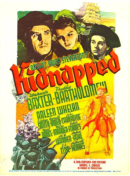 Framed Print : KIDNAPPED, top from left: Warner Baxter, Arleen Whelan, Freddie Bartholomew on midget window card, 1938, TM and Copyright 20th Century Fox Film Corp Framed Print : KIDNAPPED, top from left: Warner Baxter, Arleen Whelan, Freddie Bartholomew on midget window card, 1938, TM and Copyright 20th Century Fox Film Corp