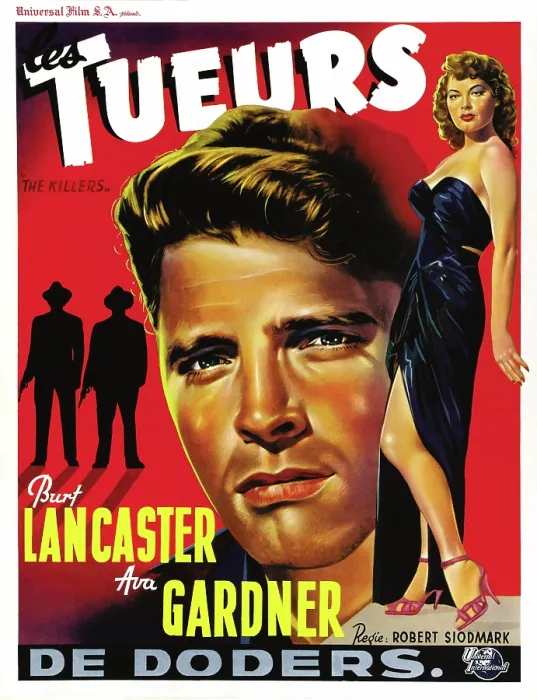 Framed Print : THE KILLERS (aka LES TUEURS), from left: Burt Lancaster, Ava Gardner on Belgian poster art, 1946