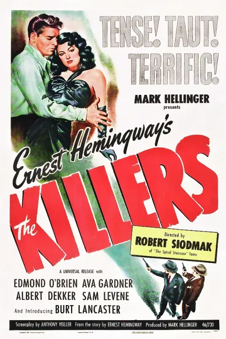 Framed Print : THE KILLERS, US poster art, Burt Lancaster, Ava Gardner, 1946