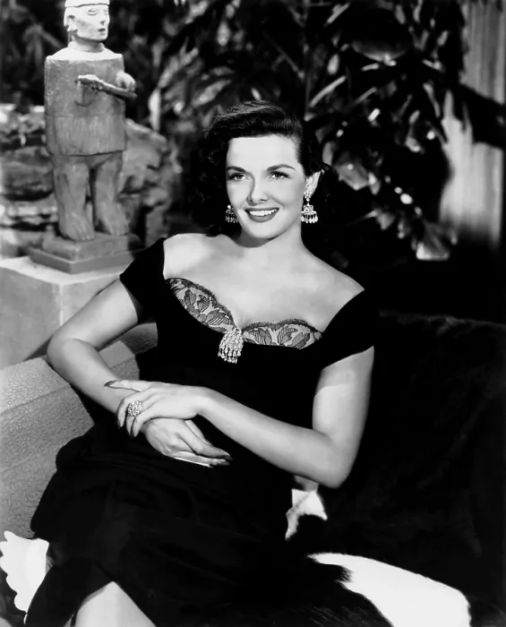 Framed Print : HIS KIND OF WOMAN, Jane Russell, in a dress by Howard Greer, 1951