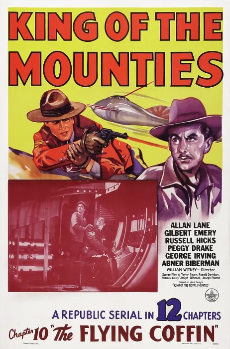 Framed Print : KING OF THE MOUNTIES, US poster art, top left: Allan Lane; insert, left: Peggy Drake; Chapter 10: The Flying Coffin, 1942 Framed Print : KING OF THE MOUNTIES, US poster art, top left: Allan Lane; insert, left: Peggy Drake; Chapter 10: The Flying Coffin, 1942