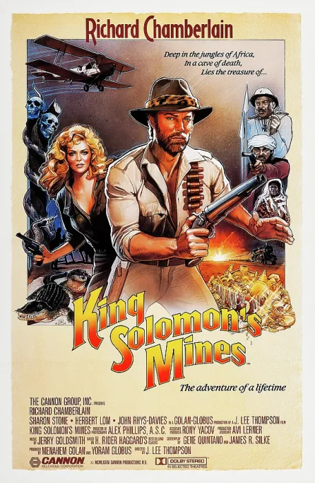 Framed Print : KING SOLOMON'S MINES, US poster art, from left: Sharon Stone, Richard Chamberlain, 1985. Cannon Films / courtesy Everett Collection Framed Print : KING SOLOMON'S MINES, US poster art, from left: Sharon Stone, Richard Chamberlain, 1985. Cannon Films / courtesy Everett Collection