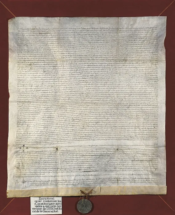 Framed Print : Kingdom of Aragon. Principality of Catalonia (1359). Constitutions of Courts