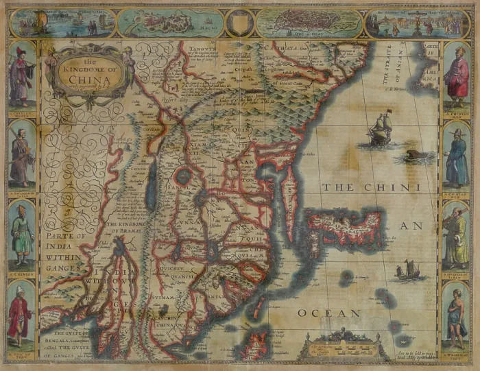 Framed Print : THE KINGDOM OF CHINA, an English map of 1626, is based on A New Description of China, first published in Abraham Orteliuss Theatrum Orbis Terrarum in 1588