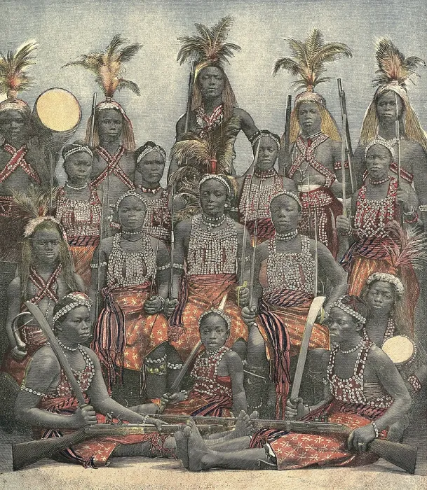 Framed Print : The Kingdom of Dahomey (Benin). Amazonaswarriors and soldiers. Illustration from 'Le Petit Journal' (1892). Engraving Framed Print : The Kingdom of Dahomey (Benin). Amazonaswarriors and soldiers. Illustration from 'Le Petit Journal' (1892). Engraving