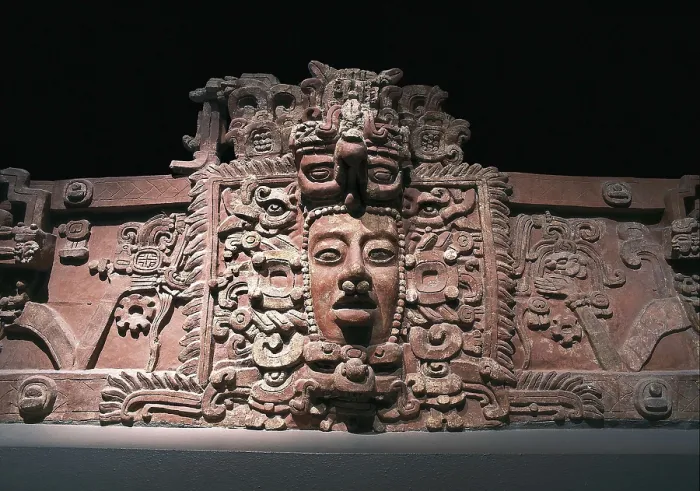 Framed Print : Kinich Ahau, Mayan sun god. 500-800. Classical period. Maya Solar God. Face of the god with a bird headdress. He rests on the face of the Water God Jajun Framed Print : Kinich Ahau, Mayan sun god. 500-800. Classical period. Maya Solar God. Face of the god with a bird headdress. He rests on the face of the Water God Jajun