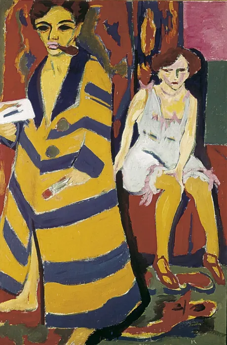Framed Print : KIRCHNER, Ernst Ludwig (1880-1938). Self-portrait with Model. 1907. Expressionism. Die Brcke. Oil on canvas. GERMANY. Hamburg. Hamburger Kunsthalle Framed Print : KIRCHNER, Ernst Ludwig (1880-1938). Self-portrait with Model. 1907. Expressionism. Die Brcke. Oil on canvas. GERMANY. Hamburg. Hamburger Kunsthalle