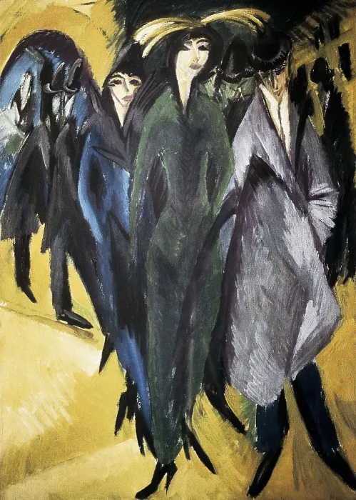 Framed Print : KIRCHNER, Ernst Ludwig (1880-1938). Women in the Street. 1915. Expressionism. Die Brcke. Oil on canvas. GERMANY. Wuppertal. Das Von der Heydt-Museum