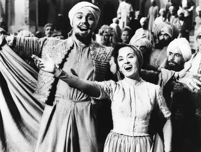 Framed Print : KISMET, from left: Howard Keel, Ann Blyth, 1955