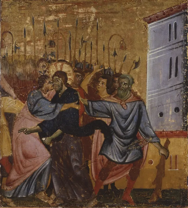 Framed Print : The Kiss of Judas, by unknown artist near to Guido da Siena, 13th century, tempera on board - Italy, Tuscany, Siena, National Collection. Whole artwork viiew Framed Print : The Kiss of Judas, by unknown artist near to Guido da Siena, 13th century, tempera on board - Italy, Tuscany, Siena, National Collection. Whole artwork viiew