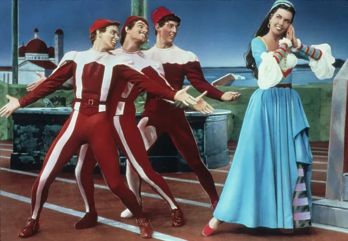 Framed Print : KISS ME KATE, Bob Fosse, Tommy Rall, Bobby Van, Ann Miller, 1953