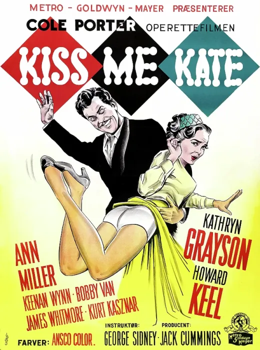 Framed Print : KISS ME KATE, Howard Keel, Kathryn Grayson, (Danish poster art), 1953 Framed Print : KISS ME KATE, Howard Keel, Kathryn Grayson, (Danish poster art), 1953