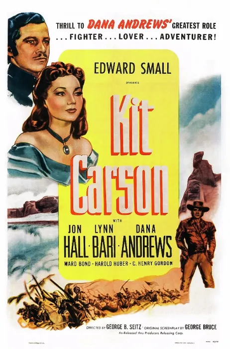 Framed Print : KIT CARSON, US poster art, top left: Dana Andrews, Lynn Bari; bottom right: Jon Hall, 1940 Framed Print : KIT CARSON, US poster art, top left: Dana Andrews, Lynn Bari; bottom right: Jon Hall, 1940