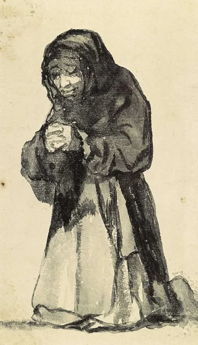 Framed Print : Kneeled Woman praying. beg. 19th c. Aquatint formerly ascribed to Francisco de Goya. Drawing. SPAIN. Madrid. Lzaro Galdiano Foundation. AISA / Everett Collection**US SALES ONLY**