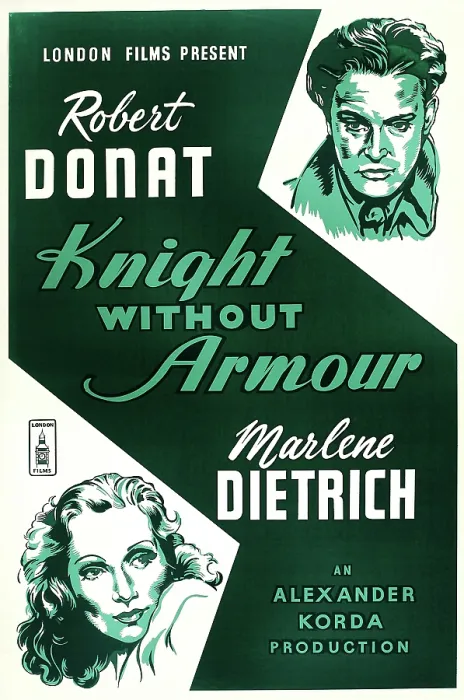 Framed Print : KNIGHT WITHOUT ARMOUR, (aka KNIGHT WITHOUT ARMOR), British poster art, from top: Robert Donat, Marlene Dietrich, 1937