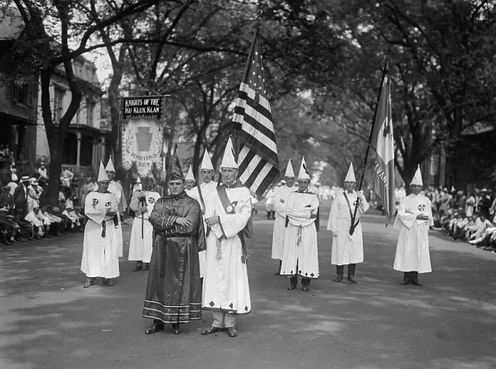 Framed Print : Knights of the Ku Klux Klan from the Pennsylvania Realm pause for a news photographer