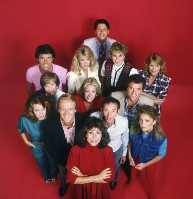 Framed Print : KNOTS LANDING, 2nd row 2nd from left: Donna Mills, far right: Constance McCashin, 3rd row l-r: Kim Lankford, Julie Harris, Joan Van Ark, Kevin Dobson, bottom l-r: Ted Shackelford