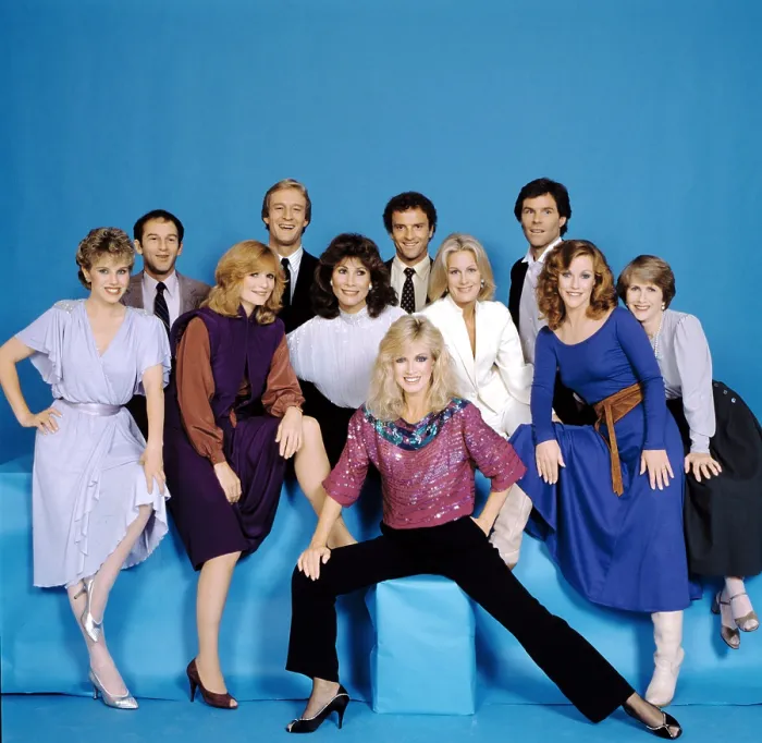 Framed Print : KNOT'S LANDING, Claudi Lonow, John Pleshette, Constance McCashin, Ted Shackelford, Michelle Lee, Kevin Dobson, Joan Van Ark, James Houghton, Kim Lankford, Julie Harris