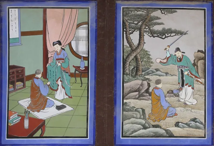 Framed Print : KOREA. Chiin-Ri. Haeinsa Temple. Frescoes with scenes of Buddhist mythology. AISA / Everett Collection**US SALES ONLY**