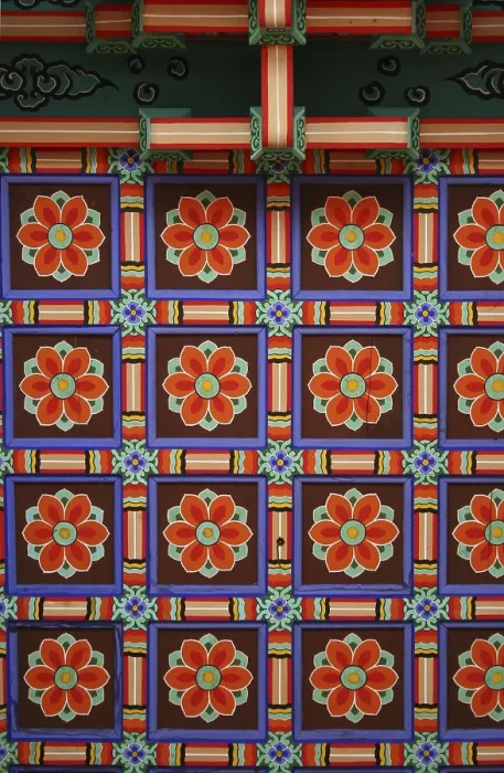 Framed Print : KOREA. Gwangju. Temple of Wonhyosa. Ceiling decorative detail. AISA / Everett Collection**US SALES ONLY**