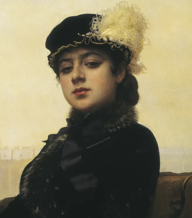Framed Print : KRAMSKOI, Ivan Nikolaevich (1837-1887). Unknown woman. 1883. Detail. Oil on canvas. RUSSIA. Moscow. Tretyakov Gallery. - Iberfoto / Everett Collection (326108)**US SALES ONLY**