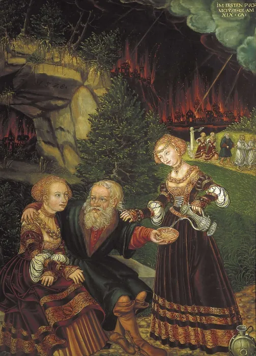Framed Print : KRODEL, Wolfgang (1500-1561). Lot and his Daughters. 1528. Renaissance art. Oil on canvas. AUSTRIA. Vienna. Kunsthistorisches Museum Vienna (Museum of Art History)