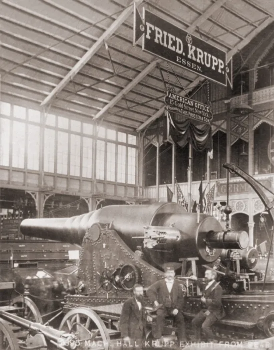 Framed Print : Krupp exhibit of a large steel breech loading cannon at the Philadelphia Centennial Exhibition, 1876