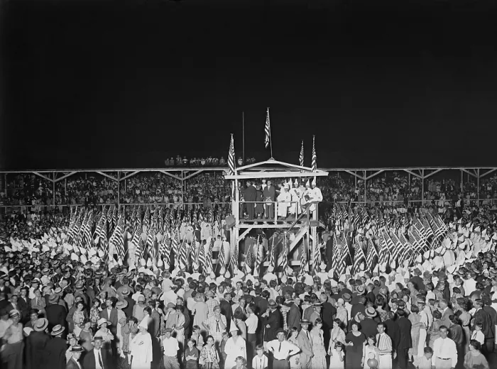Framed Print : Ku Klux Klan nighttime ceremony during the great gathering in Washington, D.C. August 8, 1925