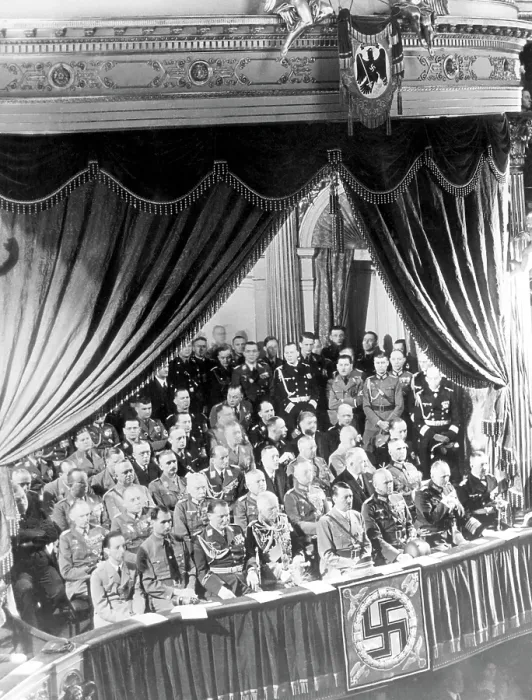 Framed Print : L-R front row: Joseph Goebbels, Rudolf Hess, Hermann Goering, August Von Mackensen, Adolf Hitler, General Werner Von Bloomberg, General Wilhelm Frick, Admiral Erich Raeder Framed Print : L-R front row: Joseph Goebbels, Rudolf Hess, Hermann Goering, August Von Mackensen, Adolf Hitler, General Werner Von Bloomberg, General Wilhelm Frick, Admiral Erich Raeder