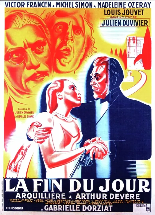 Framed Print : LA FIN DU JOUR, (aka THE END OF THE DAY, aka THE END OF A DAY), French poster art, top from left: Louis Jouvet, Michel Simon; bottom from left: Madeleine Ozeray, Victor Francen Framed Print : LA FIN DU JOUR, (aka THE END OF THE DAY, aka THE END OF A DAY), French poster art, top from left: Louis Jouvet, Michel Simon; bottom from left: Madeleine Ozeray, Victor Francen