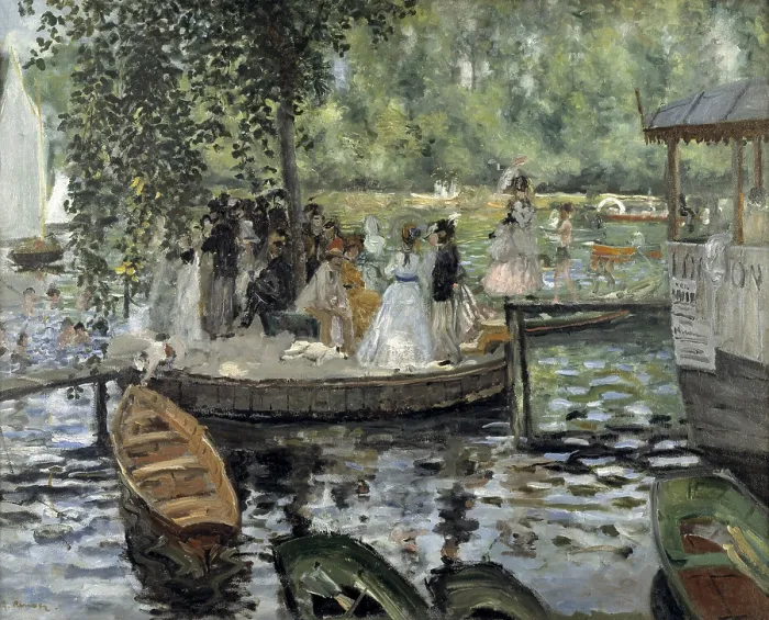 Framed Print : La Grenouillère, 1869, by Pierre-Auguste Renoir, 1841-1919, French Impressionist painting, oil on canvas