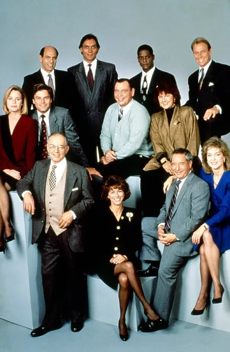 Framed Print : L.A. LAW, front, from left, Richard Dysart, Michele Greene, Michael Tucker, Jill Eikenberry; center, from left, Susan Dey, Harry Hamlin, Larry Drake, Susan Ruttan; back Framed Print : L.A. LAW, front, from left, Richard Dysart, Michele Greene, Michael Tucker, Jill Eikenberry; center, from left, Susan Dey, Harry Hamlin, Larry Drake, Susan Ruttan; back