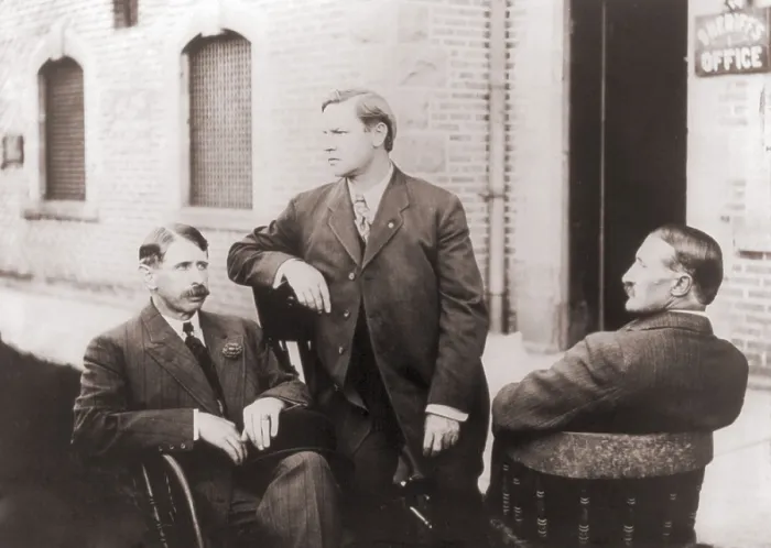 Framed Print : Labor Leader Big Bill Haywood (center), with co-defendents