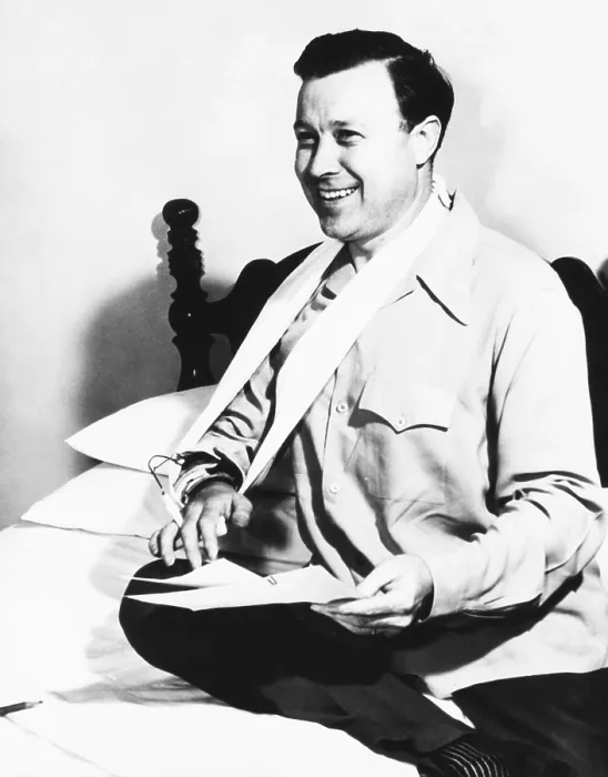 Framed Print : Labor Leader Walter Reuther recovering after April 22, 1948 shooting. The 12-gauge shotgun blast nearly severed Reuther's right arm which never recovered full function. Ca Framed Print : Labor Leader Walter Reuther recovering after April 22, 1948 shooting. The 12-gauge shotgun blast nearly severed Reuther's right arm which never recovered full function. Ca