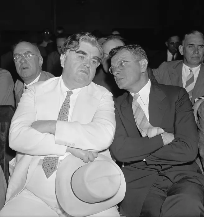 Framed Print : Labor leaders, John L. Lewis and Sidney Hillman, put their heads together during a meeting in Washington, D.C. in 1938 or 1939