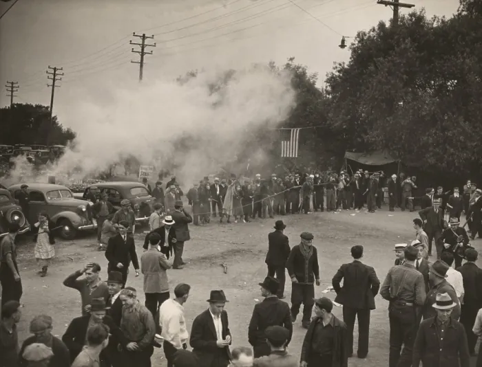 Framed Print : Labor violence in the steel industry. June 27, 1939. While U.S. Steel (Big Steel) accepted unionization, the rest of the industry (Little Steel) continued to resist until 1942 Framed Print : Labor violence in the steel industry. June 27, 1939. While U.S. Steel (Big Steel) accepted unionization, the rest of the industry (Little Steel) continued to resist until 1942