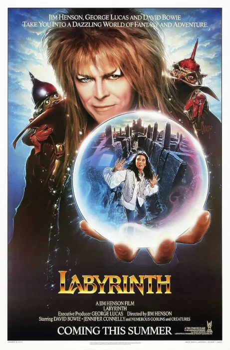 Framed Print : LABYRINTH, from top: David Bowie, Jennifer Connelly, 1986, TriStar Pictures / courtesy Everett Collection