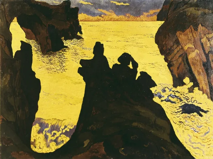 Framed Print : LACOMBE, Georges (1868-1916). The Yellow Sea. 1892. Seascape of Camaret, at the Brittany's coast. Symbolism. Les Nabis. Oil on canvas. FRANCE. Brest. Brest Museum