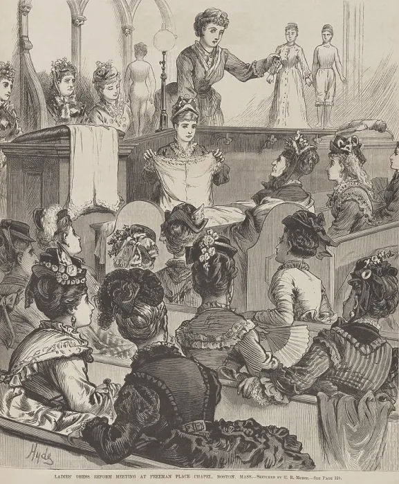 Framed Print : Ladies dress reform meeting at Freeman Place Chapel, Boston, in 1874
