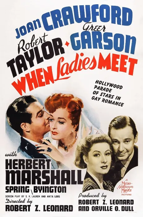Framed Print : WHEN LADIES MEET, US poster art, from left: Robert Taylor, Joan Crawford, Greer Garson, Herbert Marshall, 1941