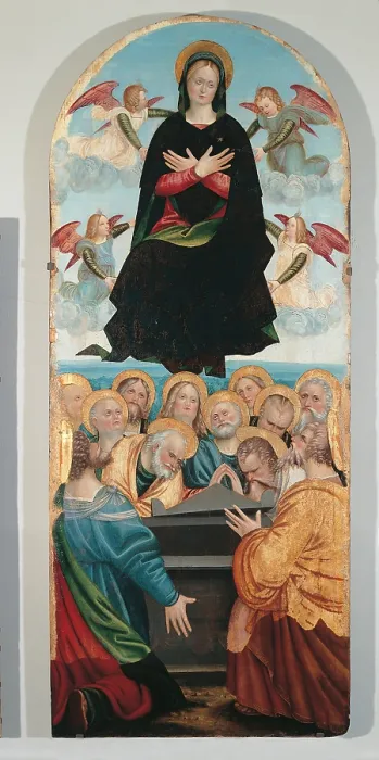 Framed Print : Our Lady of the Assumption, by workshop Giovenone Girolamo, 15th Century, - Italy, Lombardy, Milan, Brera art gallery. All