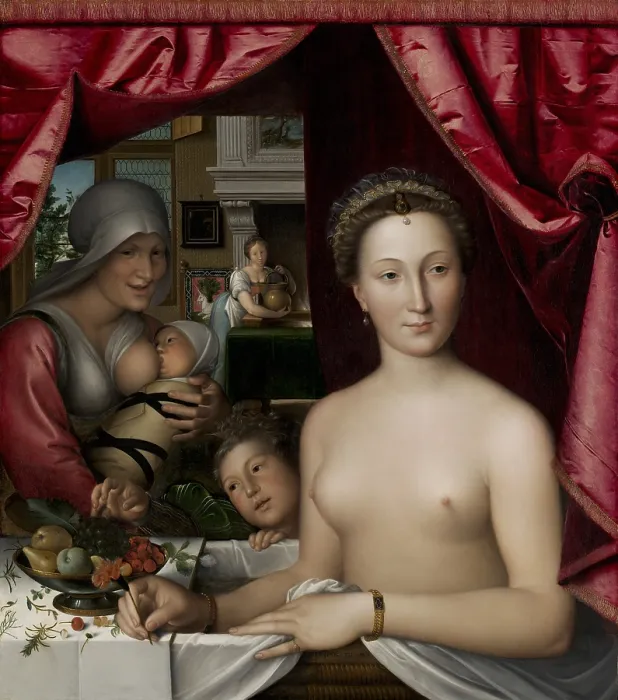 Framed Print : A Lady in Her Bath, by Franois Clouet, 1571, French painting, oil on canvas