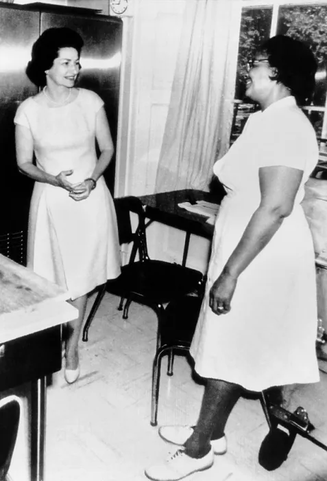 Framed Print : Lady Bird Johnson, with White House cook Zephyr Wright on May 5, 1966