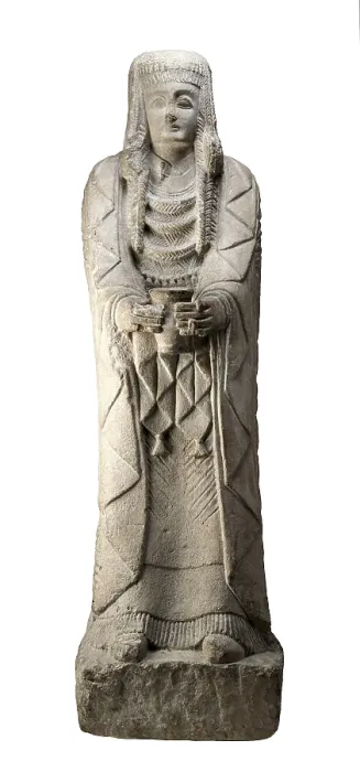 Framed Print : Lady from El Cerro de los Santos. 3rd BC. Sandstorm stone. Offerer lady. Iberian art. Sculpture on rock. SPAIN. Madrid. National Museum of Archaeology. Proc: SPAIN