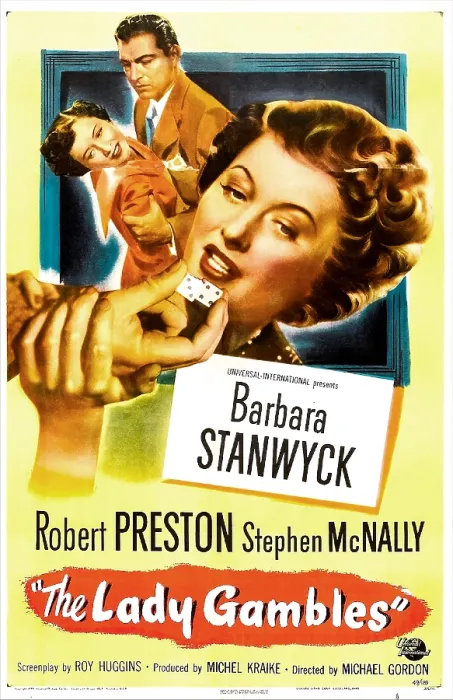 Framed Print : THE LADY GAMBLES, US poster, from left: Barbara Stanwyck, Stephen McNally, Barbara Stanwyck, 1949
