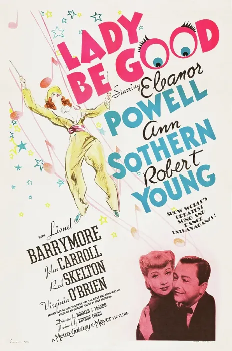 Framed Print : LADY BE GOOD, bottom l-r: Ann Sothern, Robert Young on poster art, 1941
